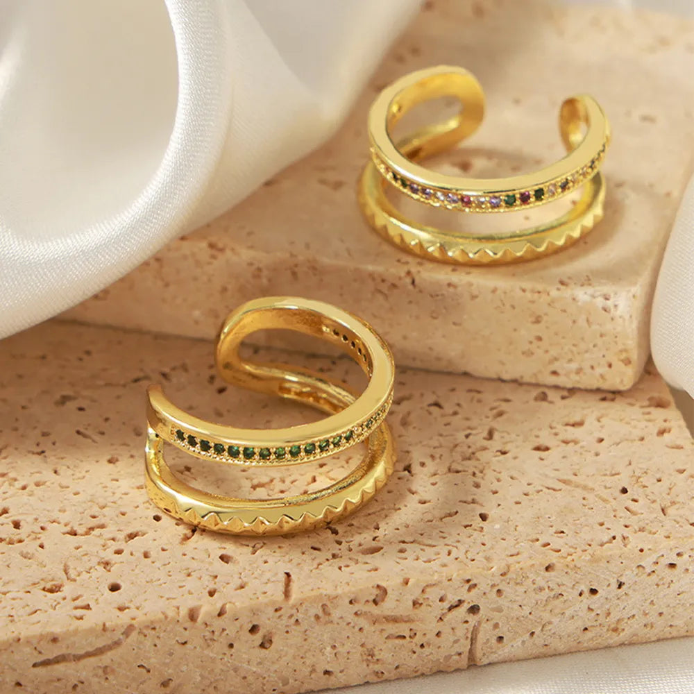 Gold-Plated Czech Diamond Double-Layered Ring - Draped in Grace