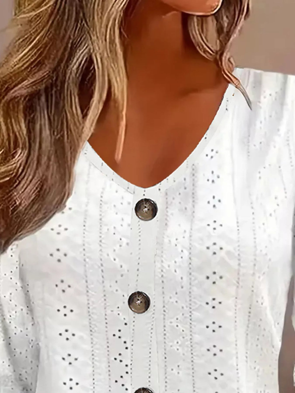 Eyelet Tie-Sleeve Detail Top - Draped in Grace