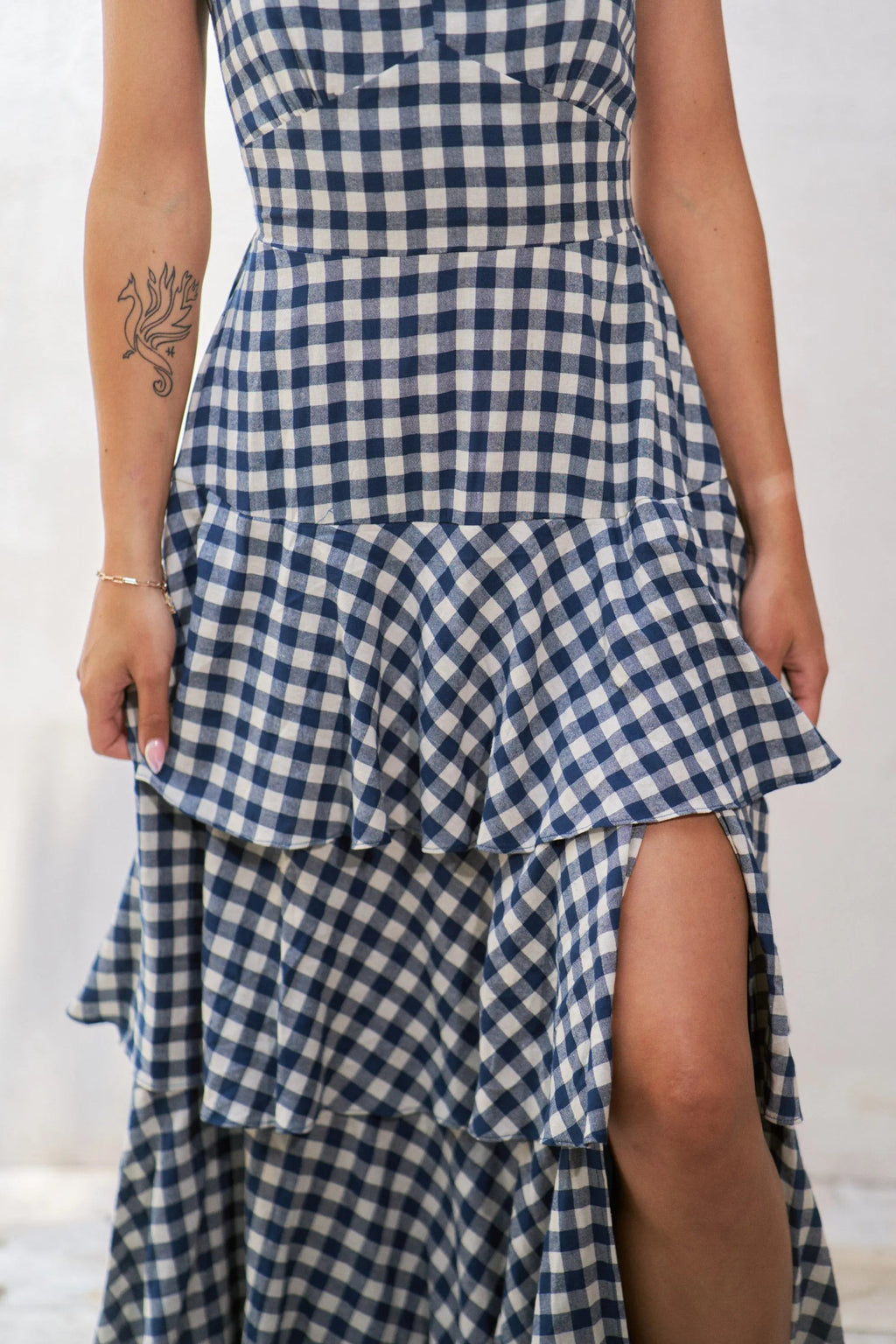 Jade By Jane Gingham Tiered Maxi Dress