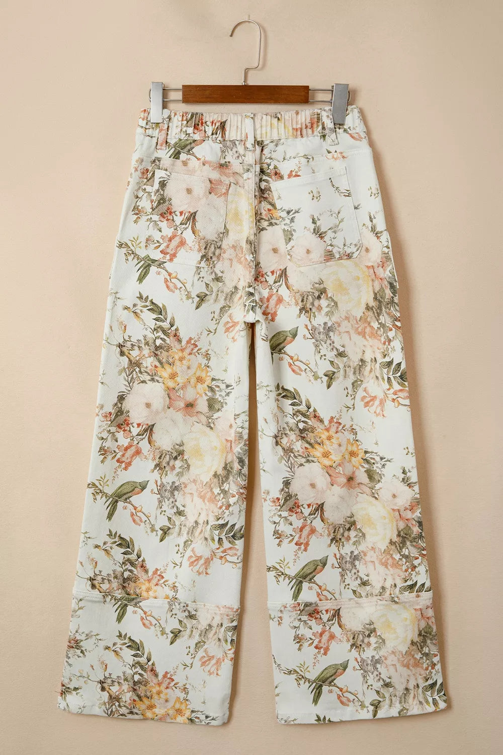 Vintage Style Floral Print High Waist Wide Leg Jeans - Draped in Grace