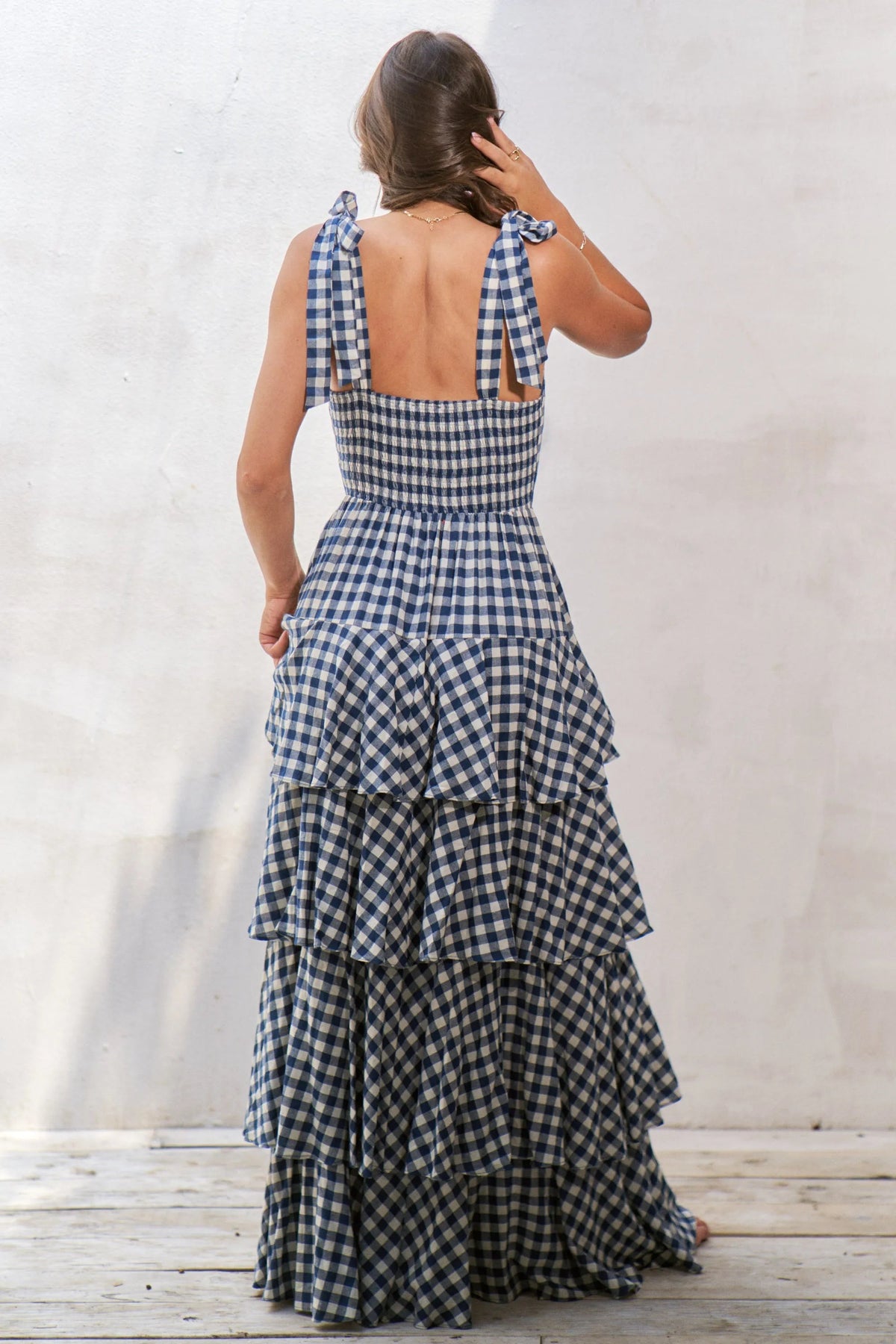 Jade By Jane Gingham Tiered Maxi Dress