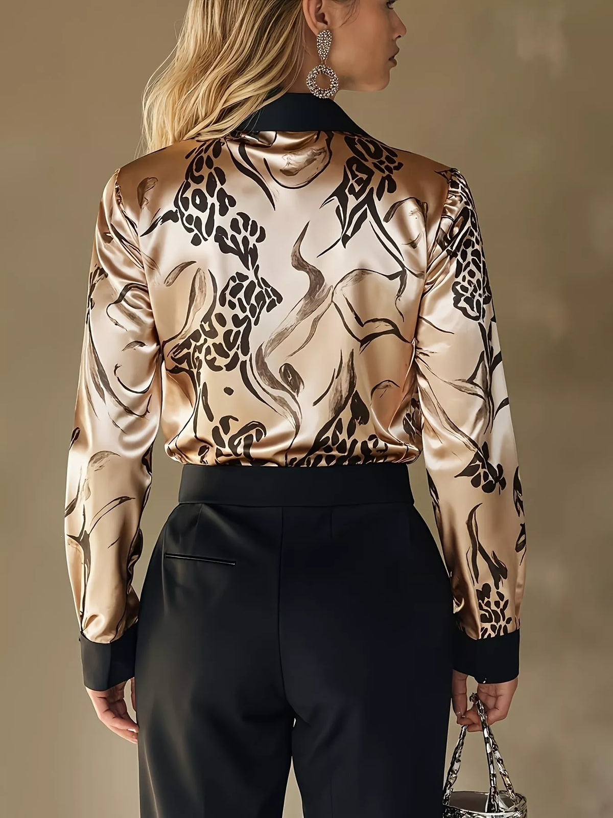Satin Leopard Button Up Shirt - Draped in Grace