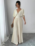 Pleated Wrap-Style Maxi Dress