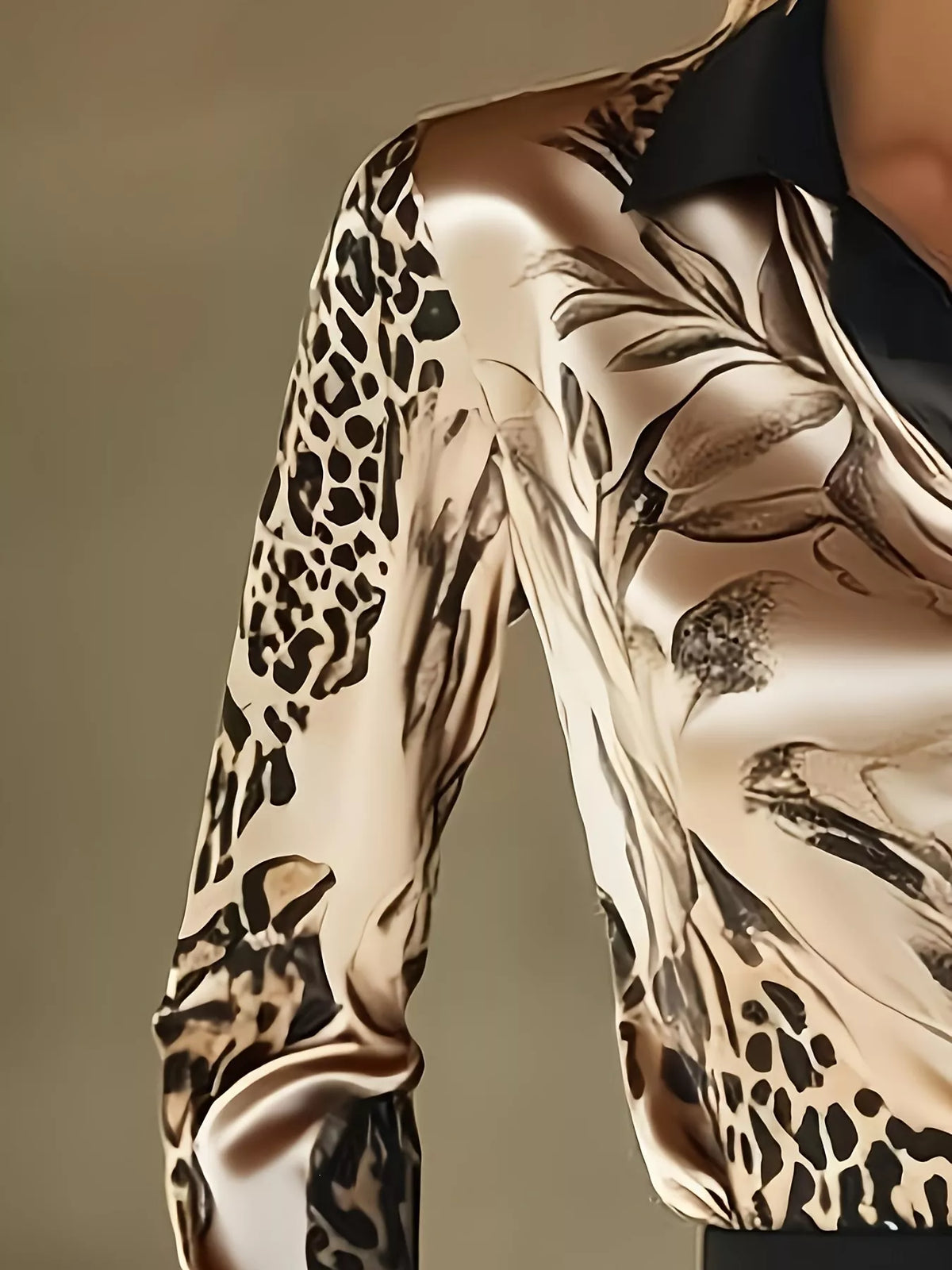 Satin Leopard Button Up Shirt - Draped in Grace