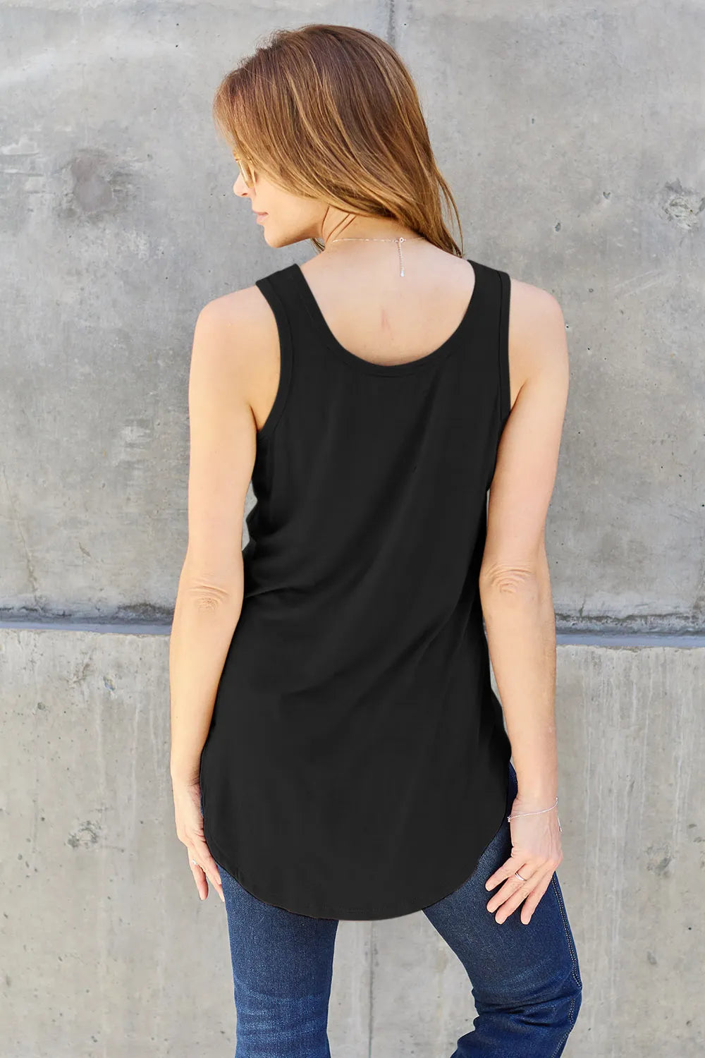 Basic Bae Full Size Round Neck Curved Hem Tank - Draped in Grace