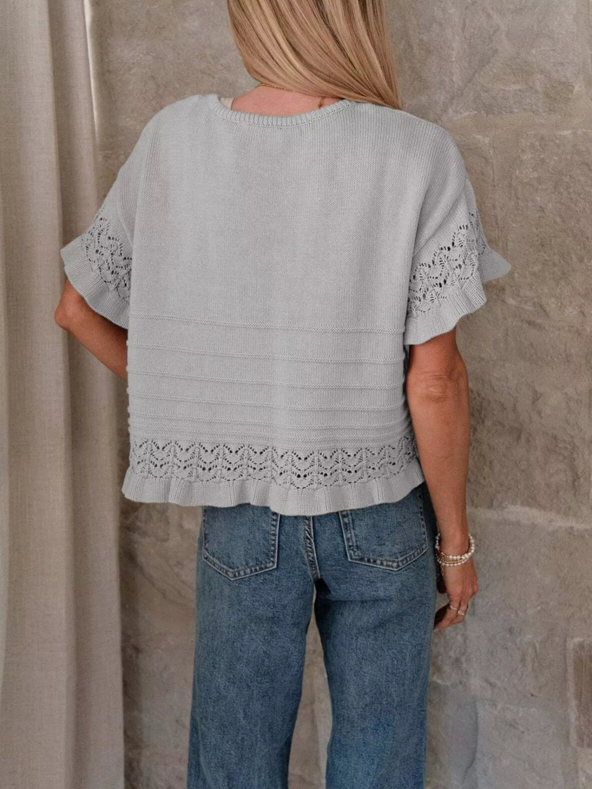 Lace Trimmed Knit Top - Draped in Grace