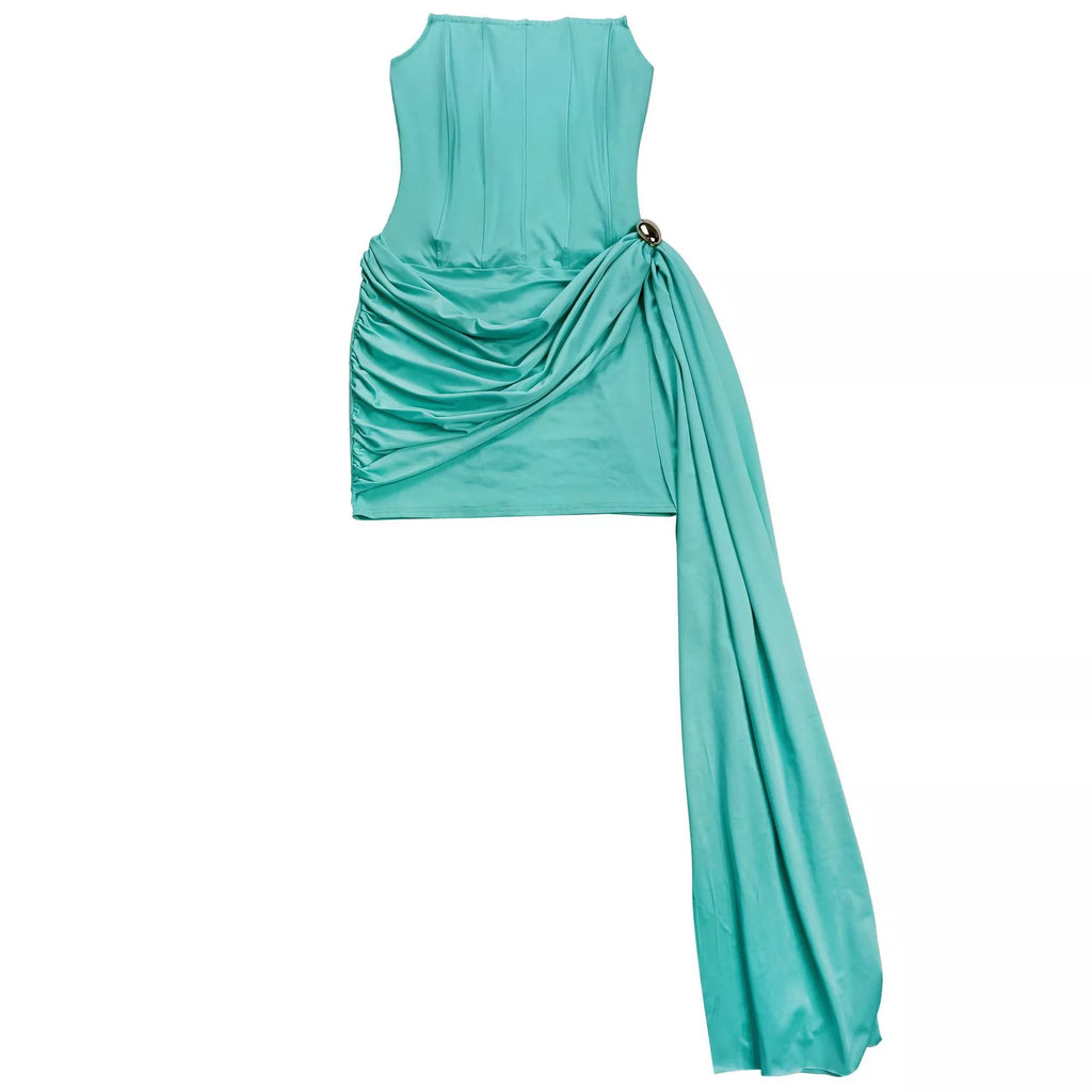 Strapless Corset Mini Dress with Draped Detail - Draped in Grace