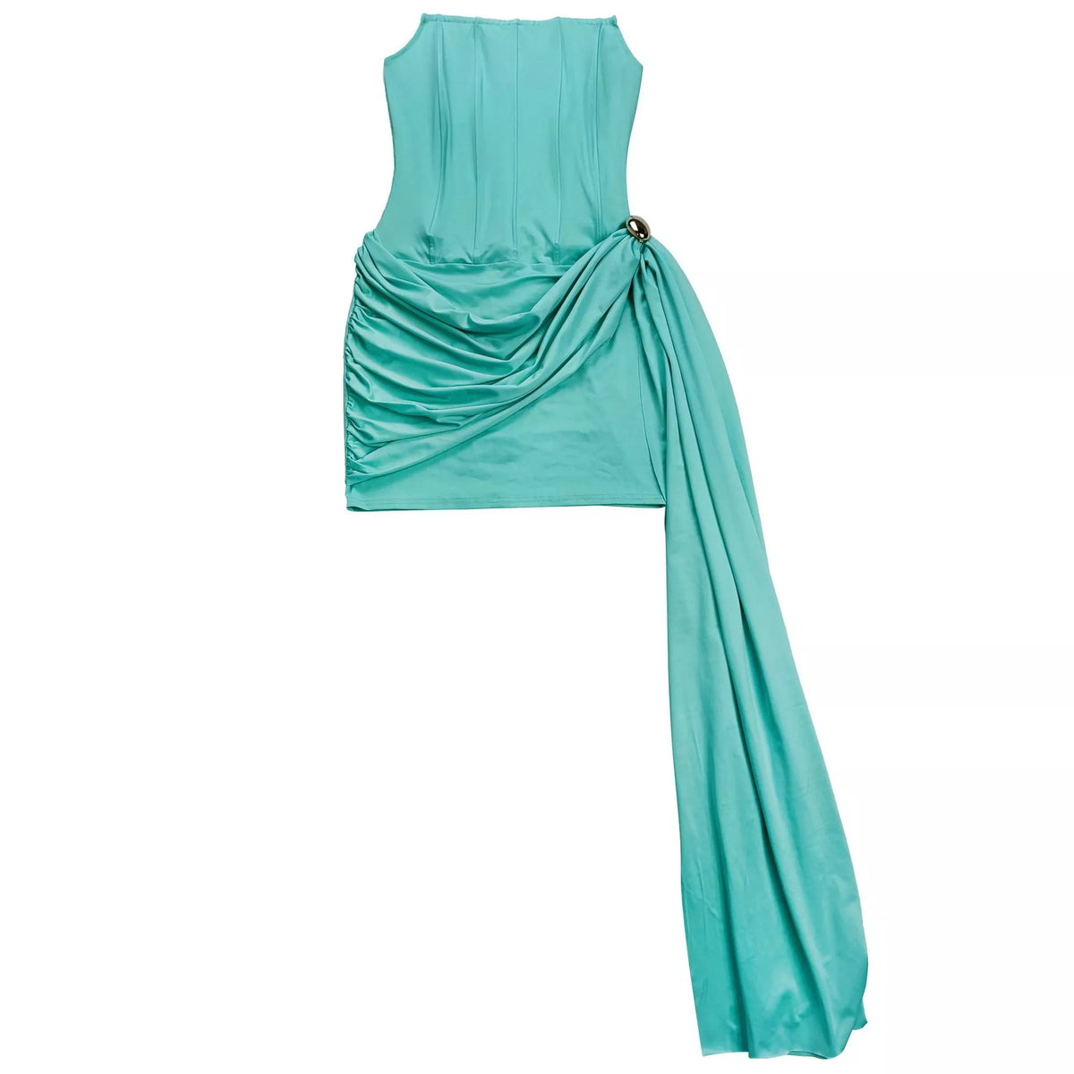 Strapless Corset Mini Dress with Draped Detail - Draped in Grace