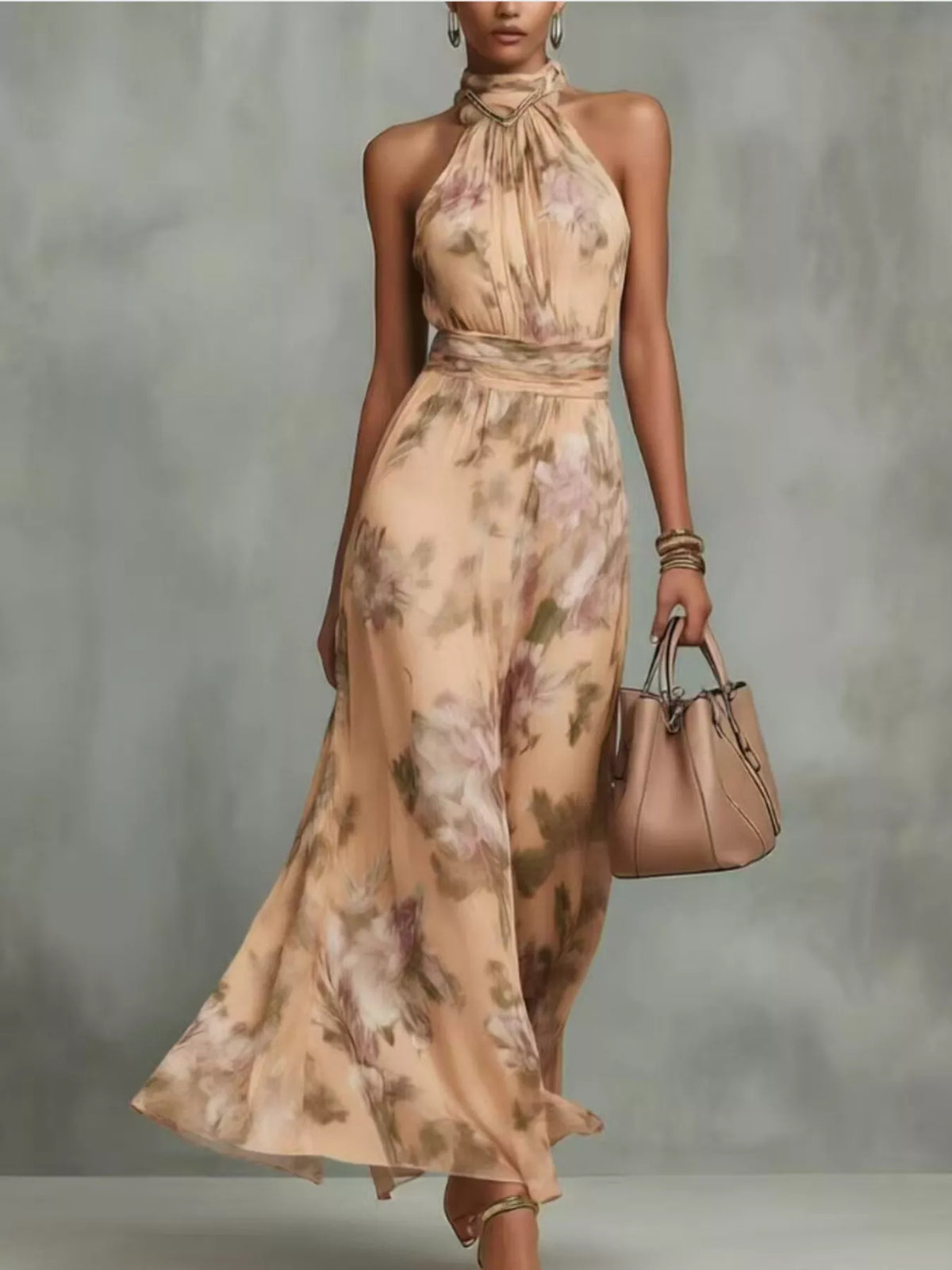 Full Size Floral Print Sleeveless Maxi Dress Plus Size - Draped in Grace