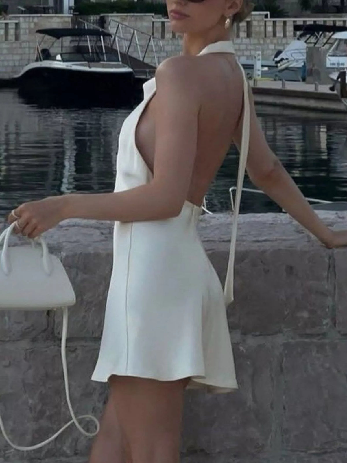 Halter Neck Mini Dress - Draped in Grace