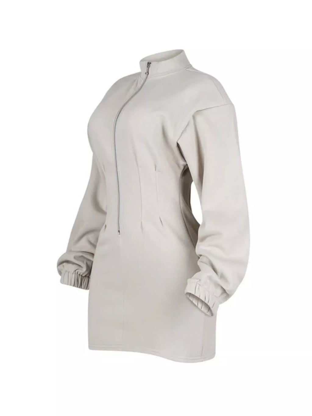 Casual Zip-Up Long Sleeve Mini Dress - Draped in Grace