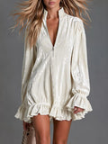 Full Size Zip-Front Ruffle Hem Mini Dress Plus Size - Draped in Grace