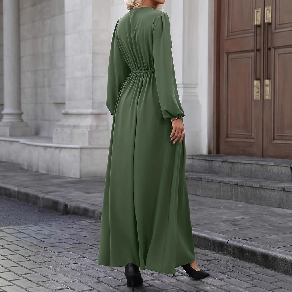 Solid-color Casual Commuter Womens Dress - Draped in Grace