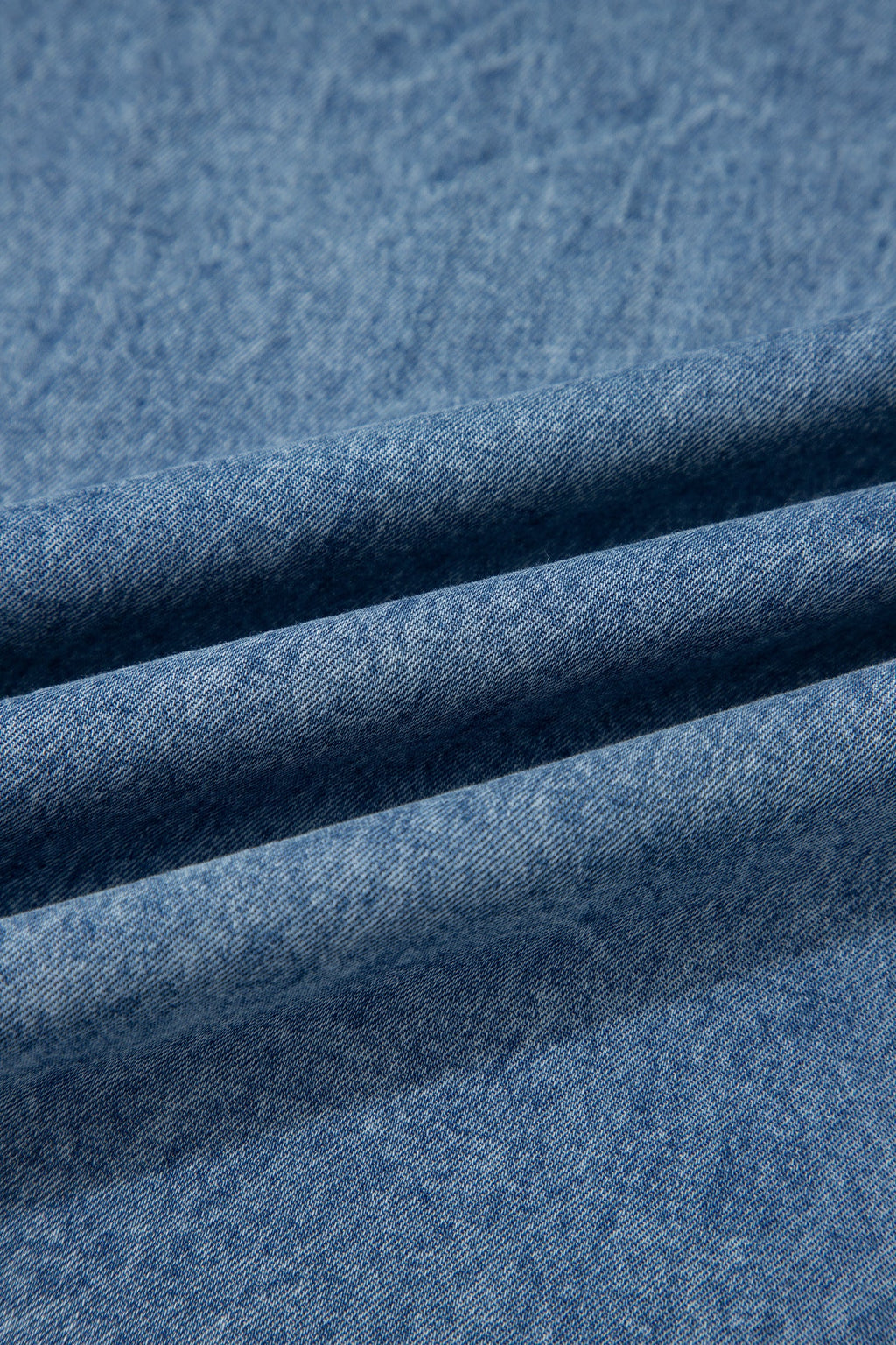 Dusk Blue Acid-Wash Denim Wide-Leg Jumpsuit