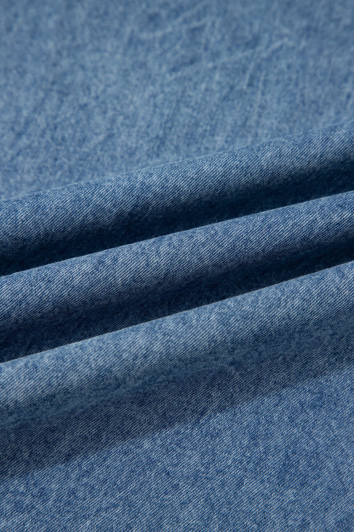 Dusk Blue Acid-Wash Denim Wide-Leg Jumpsuit