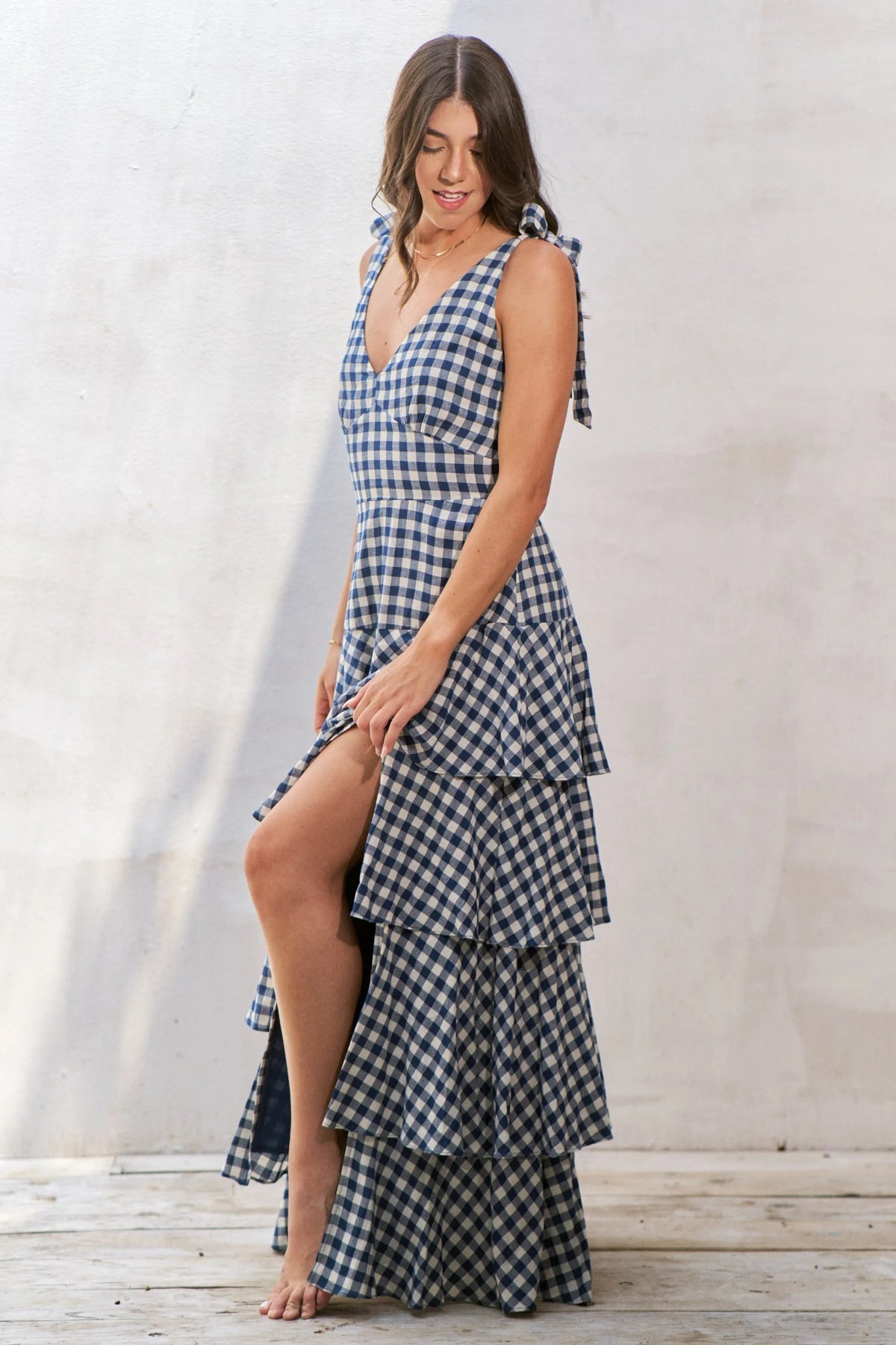 Jade By Jane Gingham Tiered Maxi Dress