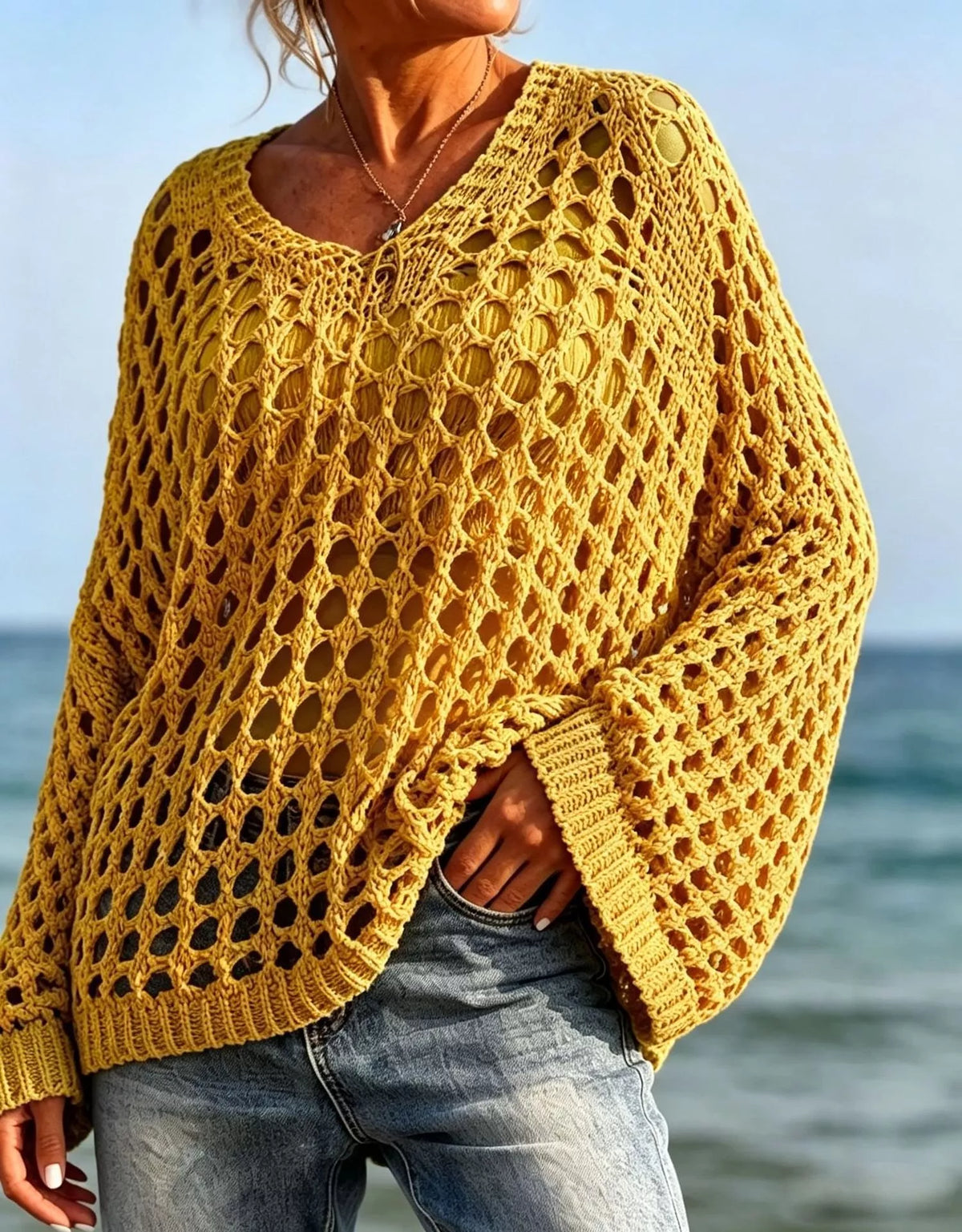 Lightweight Openwork Crochet Knit Cover Up - Draped in Grace