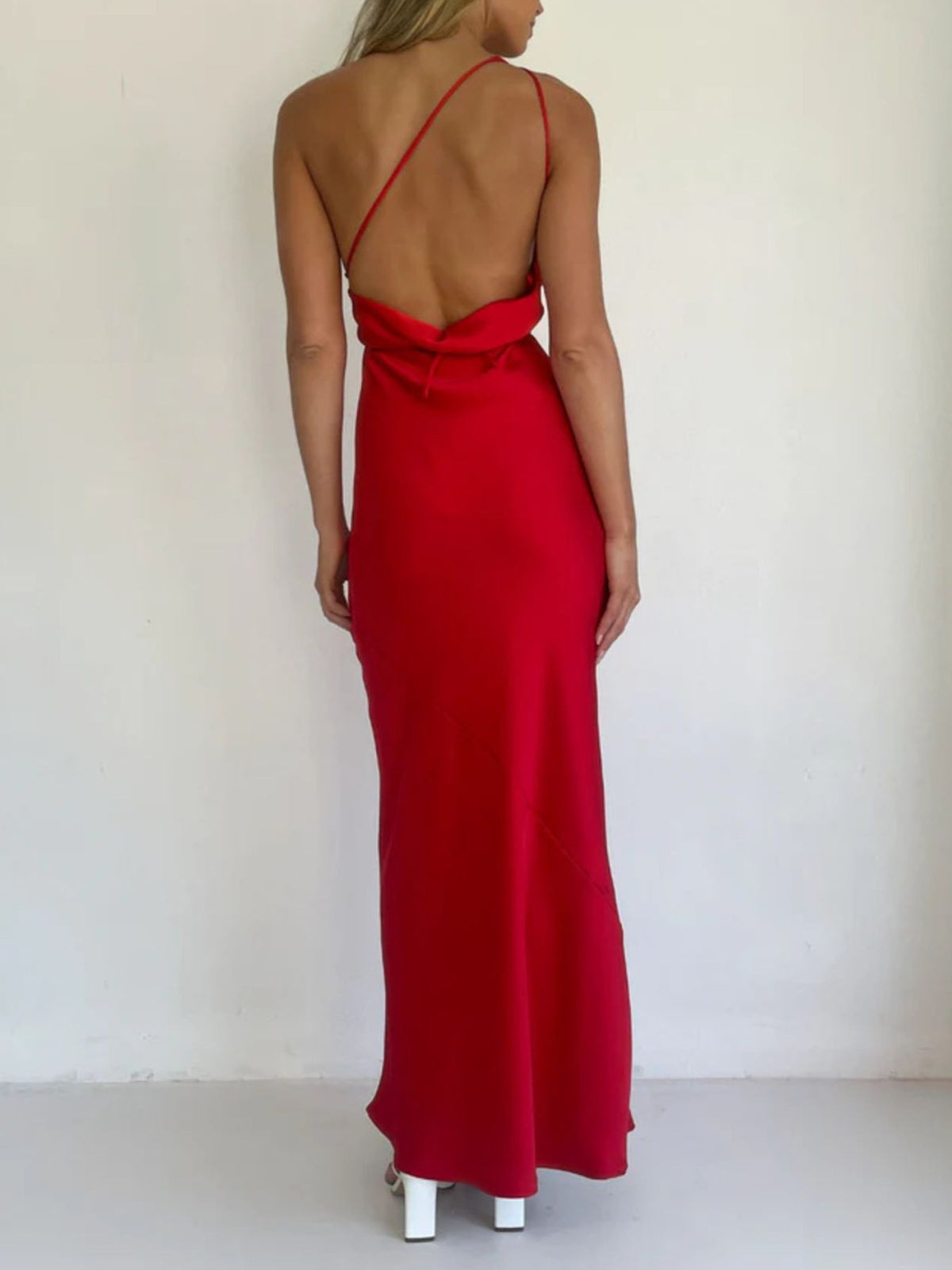 Halter Neck Satin Maxi Dress - Draped in Grace