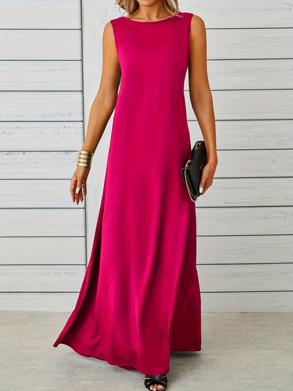 Sleeveless Flowy Maxi Dress - Draped in Grace