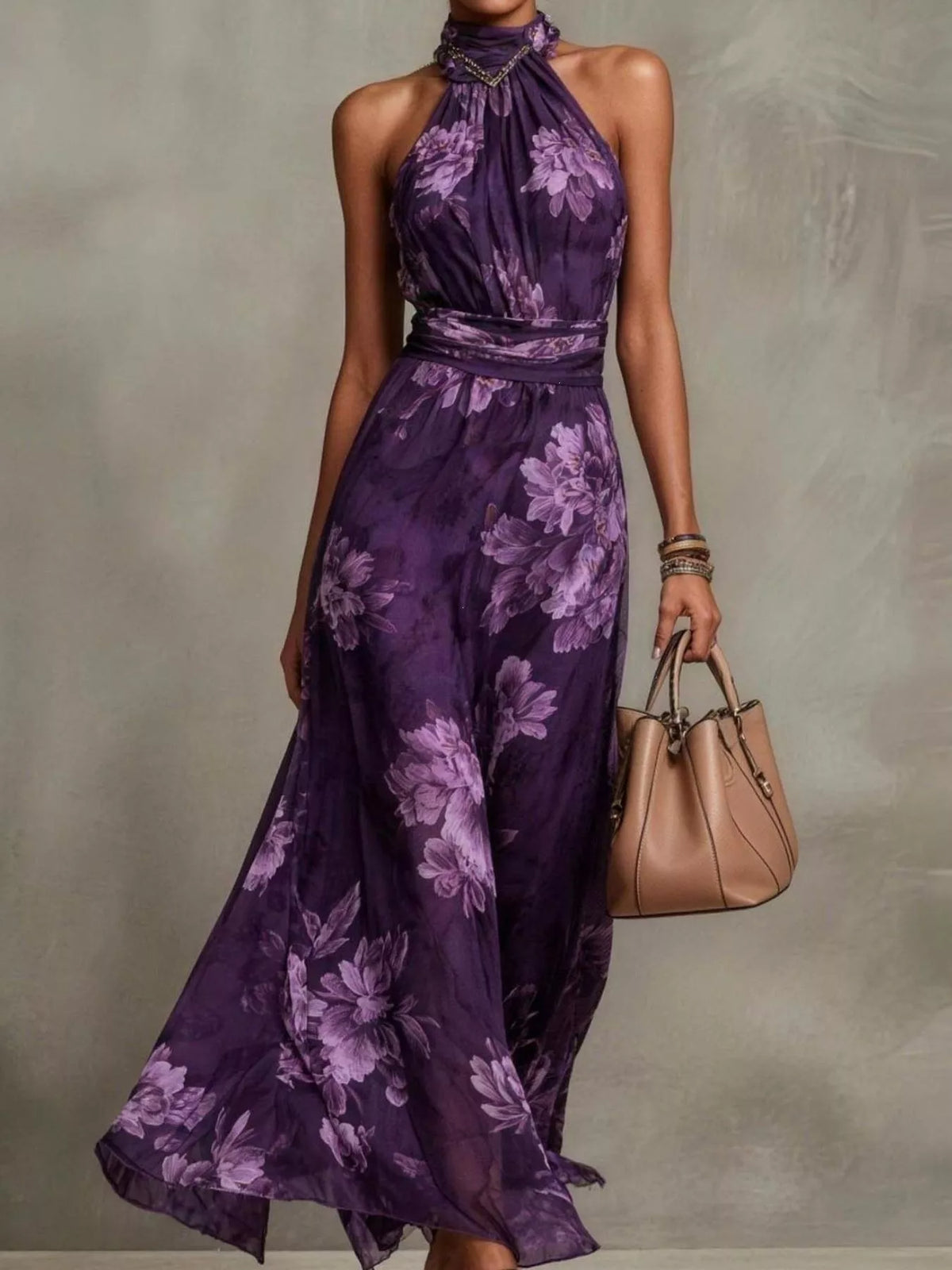 Full Size Floral Print Sleeveless Maxi Dress Plus Size - Draped in Grace