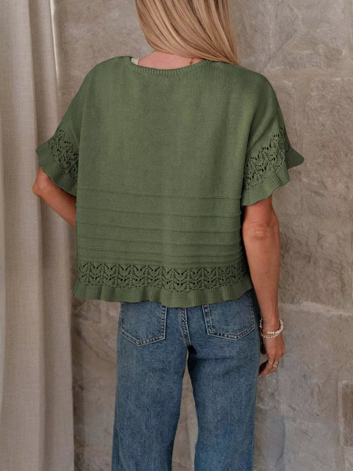 Lace Trimmed Knit Top - Draped in Grace