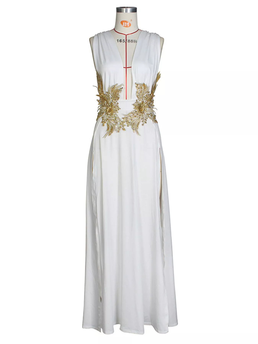 Deep V-Neck High Slit Maxi Dress - Draped in Grace