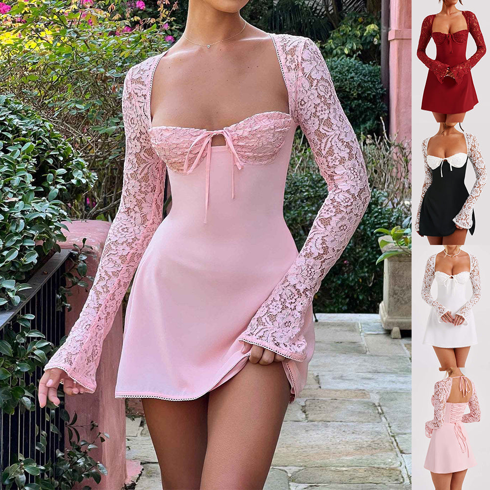 Lace Long Sleeve Dress - Draped in Grace