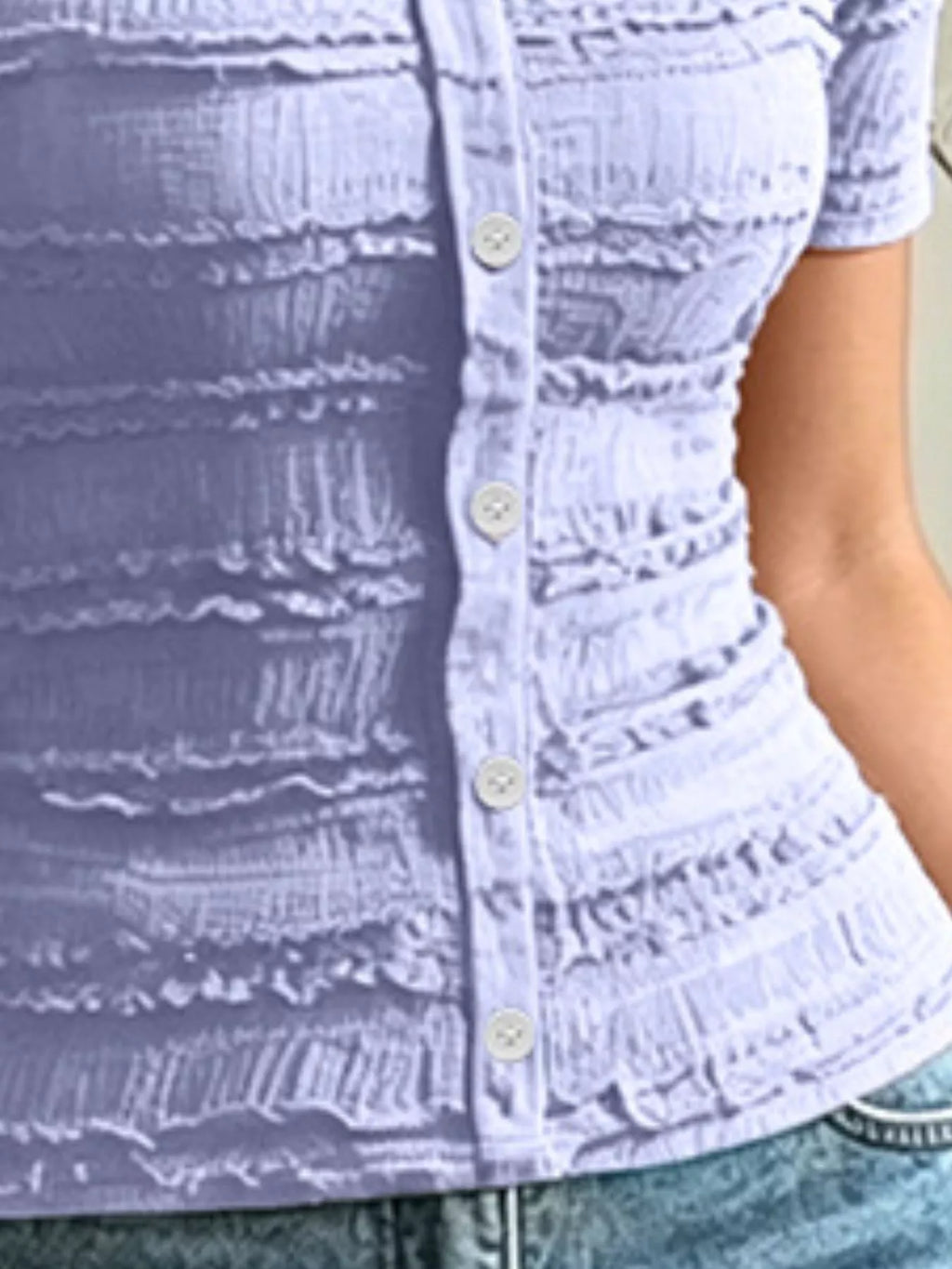 Frill Square Neck Short Sleeve Top - Draped in Grace