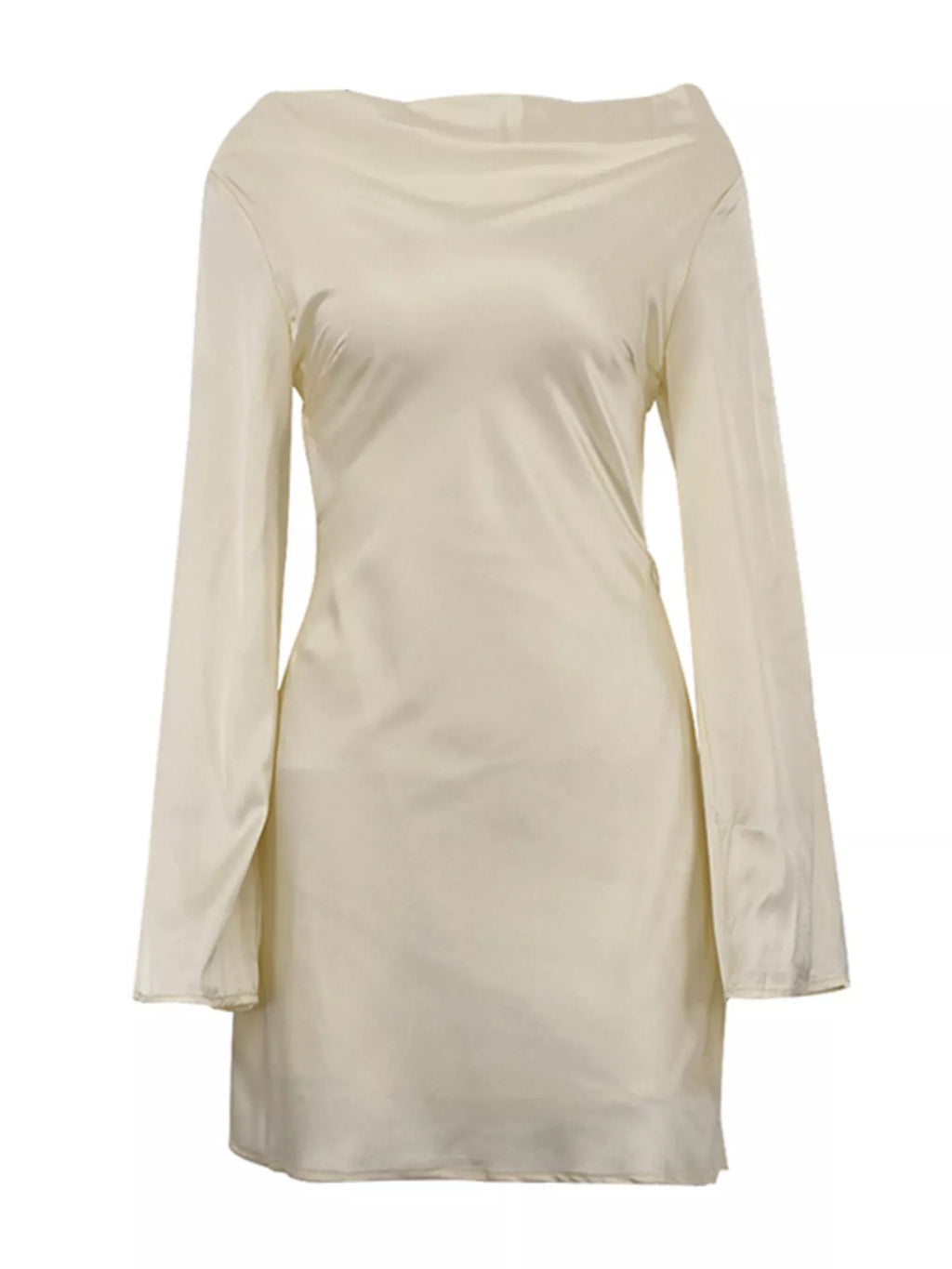 Backless Long Sleeve Mini Dress - Draped in Grace