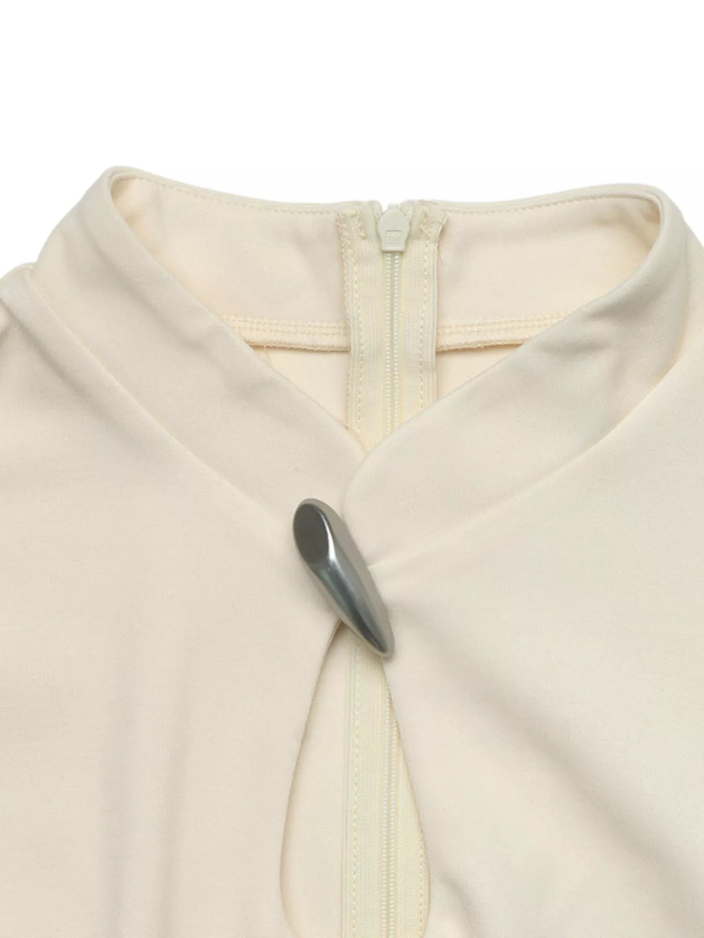 Keyhole Neckline Long Sleeve A-Line Mini Dress - Draped in Grace