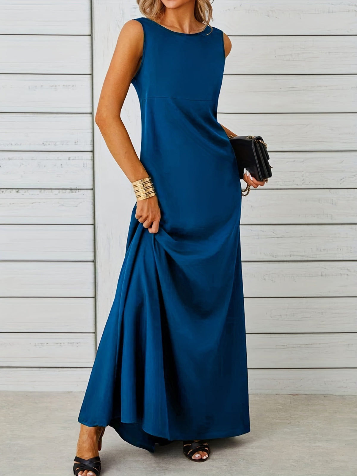 Sleeveless Flowy Maxi Dress - Draped in Grace