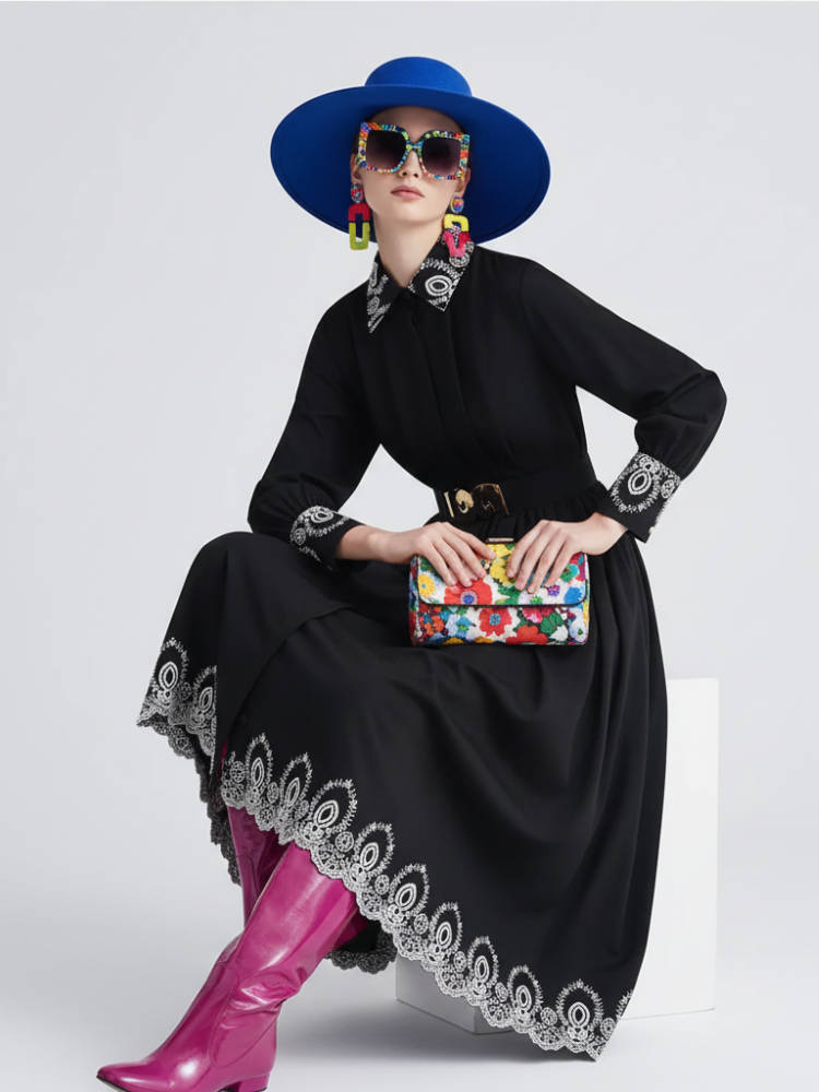 Elegant Embroidered Dress, Central Park | Women - BYMANYC ® New York - Draped in Grace