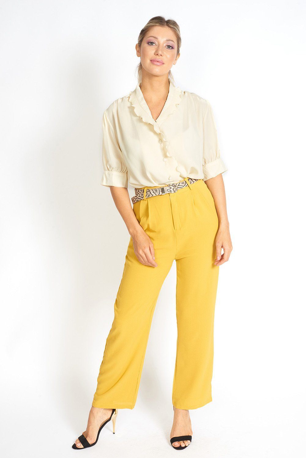 Lou Collared Retro Chiffon Top