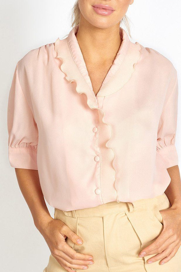 Lou Collared Retro Chiffon Top