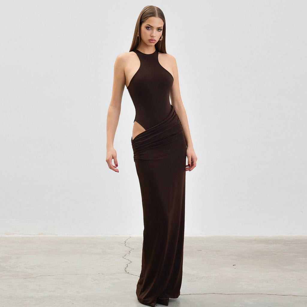 French Elegant Women Halter Dress