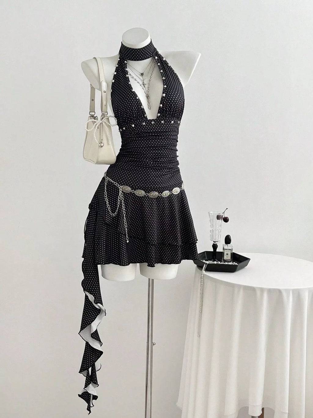 Front Halter Neck Dress - Draped in Grace