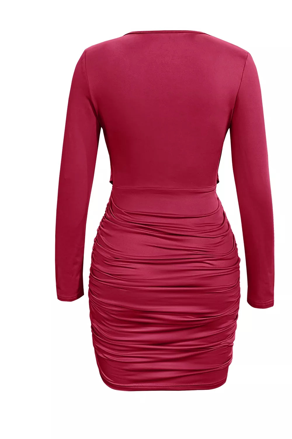 Ruched Cowl Neck Long Sleeve Mini Dress - Draped in Grace