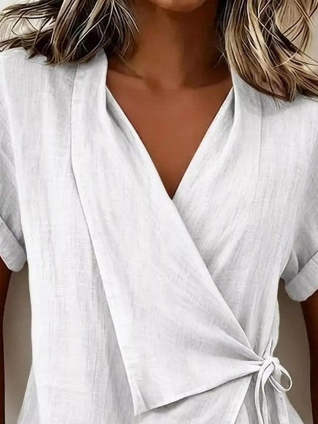 Tie-Side Detail Wrap Top - Draped in Grace