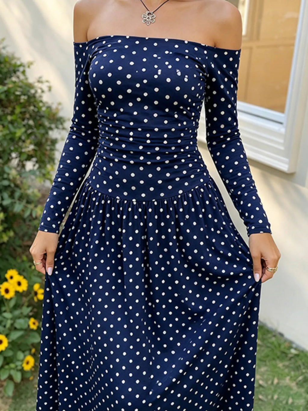 Off-the-Shoulder Maxi Dress - Draped in Grace