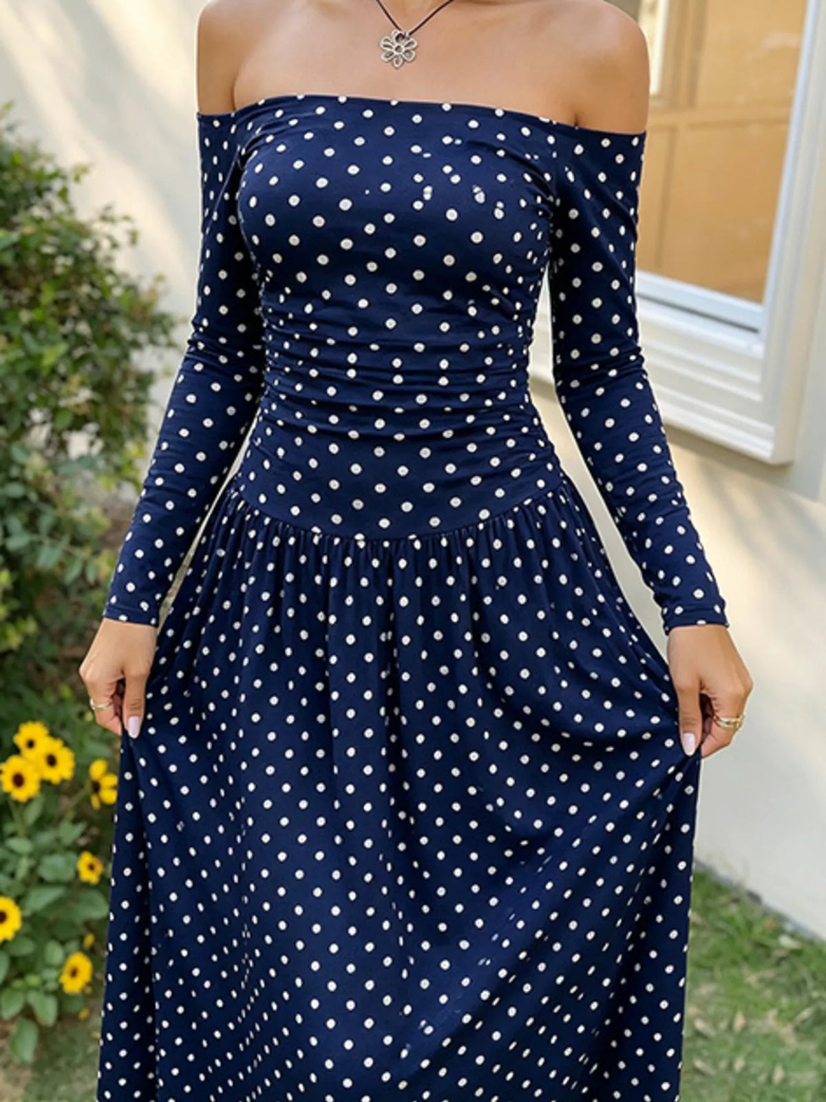 Off-the-Shoulder Maxi Dress - Draped in Grace