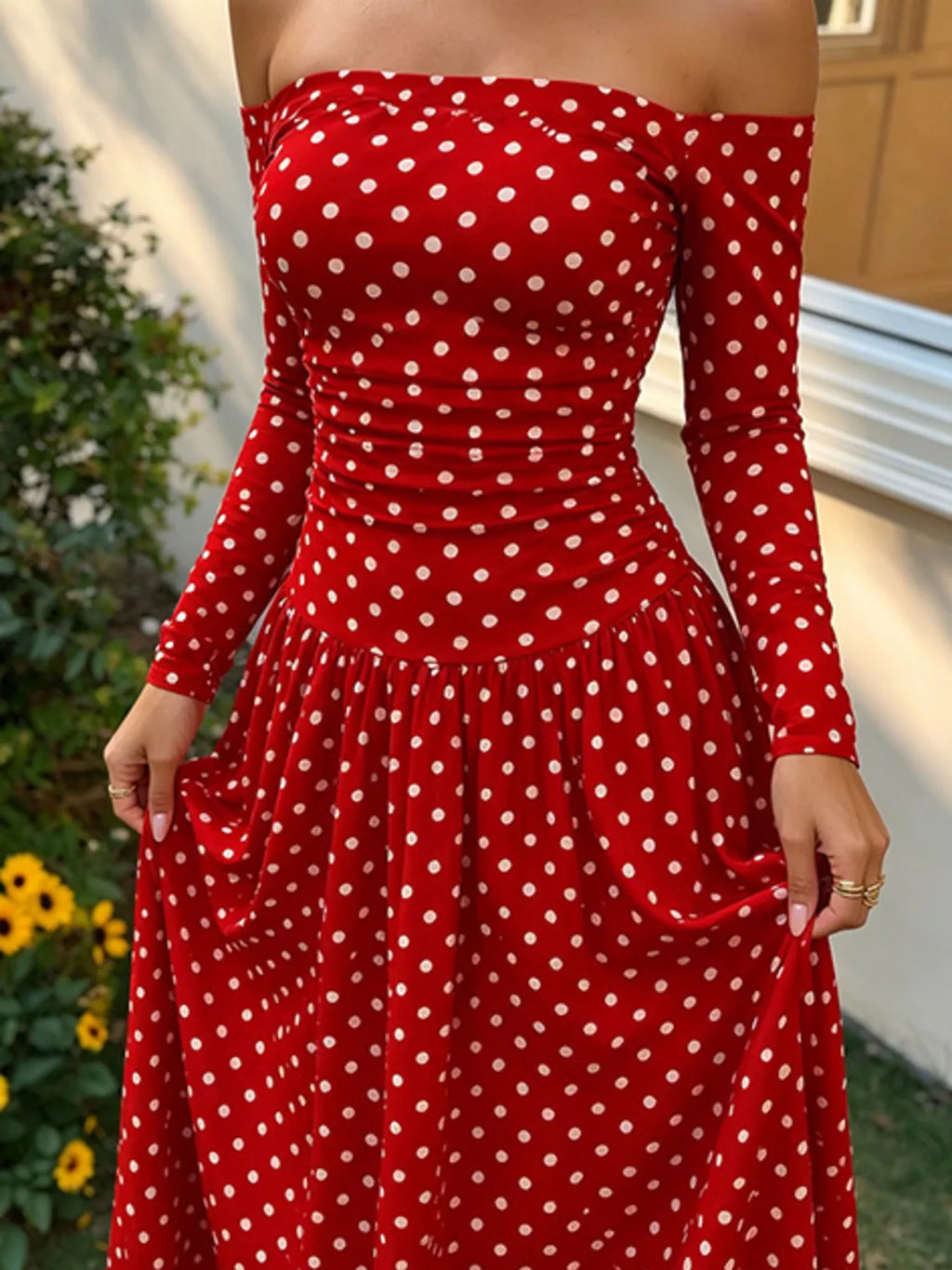 Off-the-Shoulder Maxi Dress - Draped in Grace