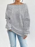 Off-Shoulder Drawstring Sweatshirt - Draped in Grace