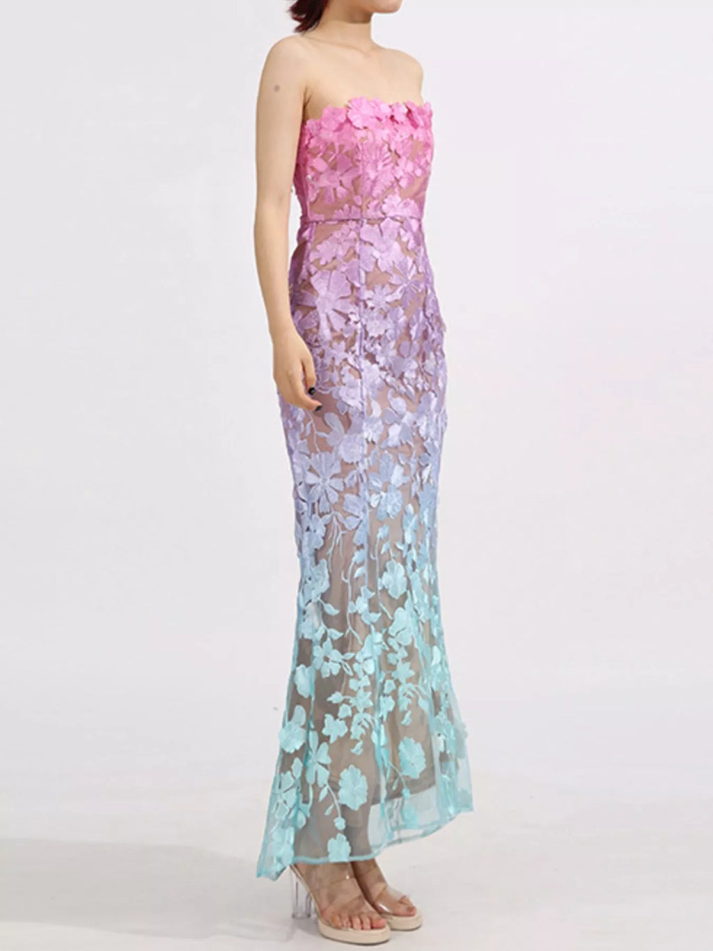 Floral Embroidered Tube Maxi Dress - Draped in Grace