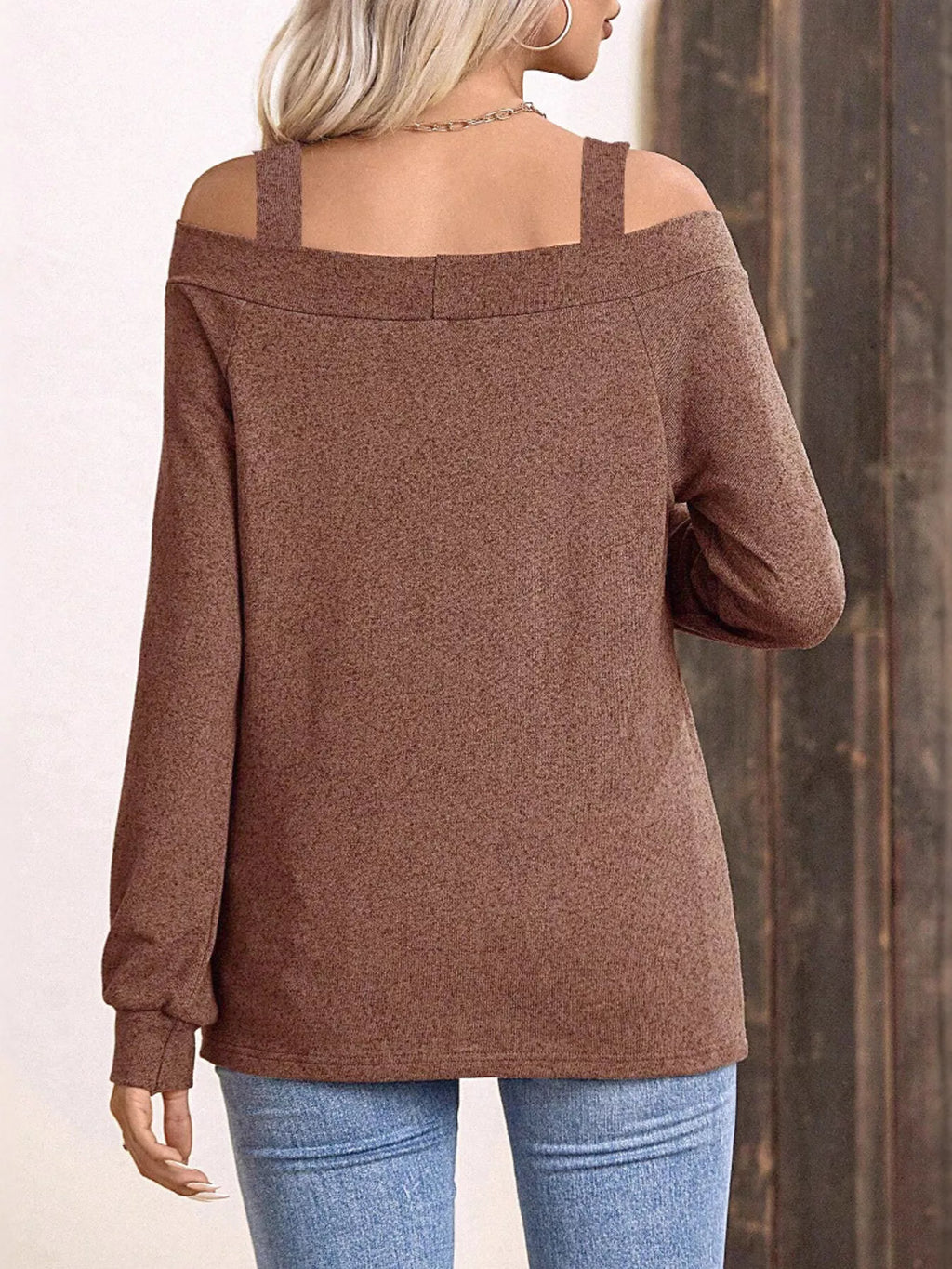 Cold Shoulder Long Sleeve T-Shirt - Draped in Grace