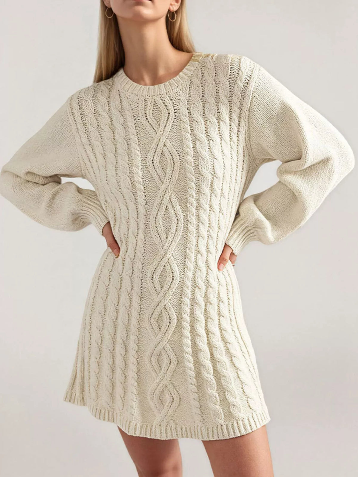 Cable Knit Sweater Mini Dress - Draped in Grace