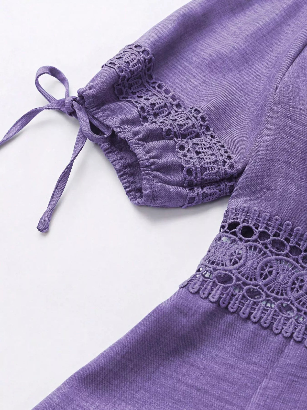 Lace Detail V-Neck Mini Dress - Draped in Grace