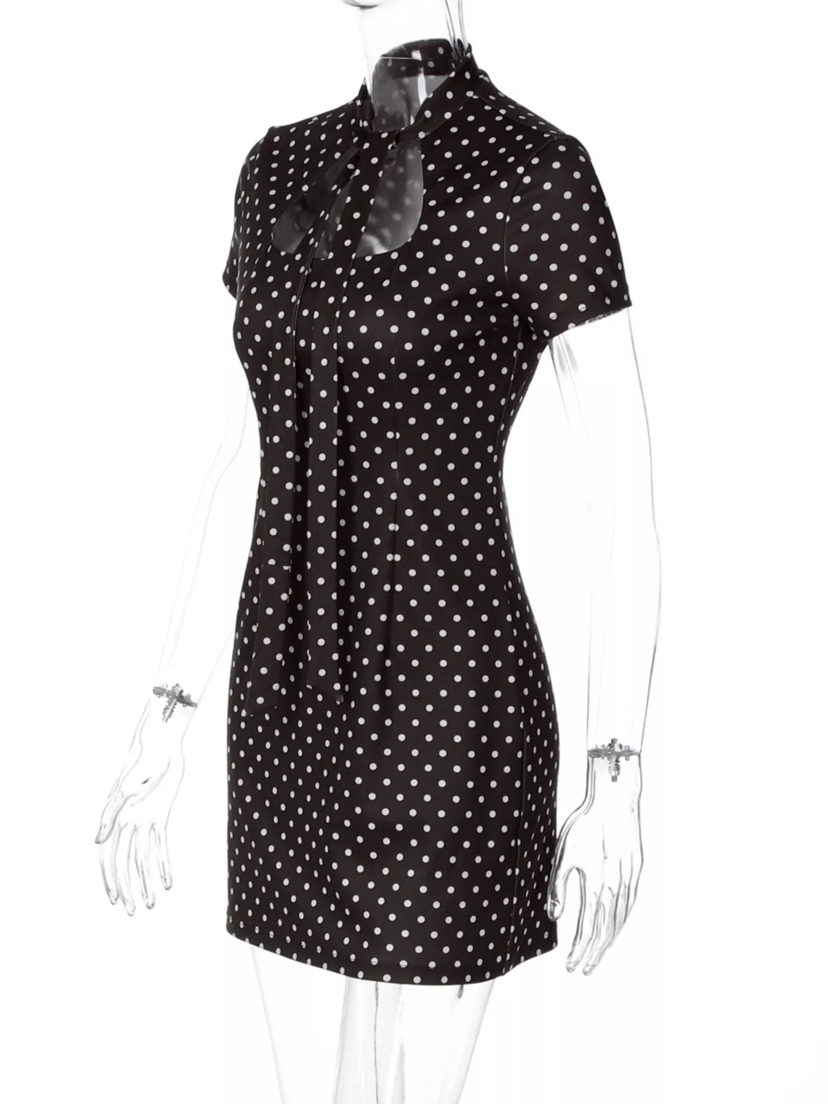 Polka Dot Cut-Out Front Mini Dress - Draped in Grace