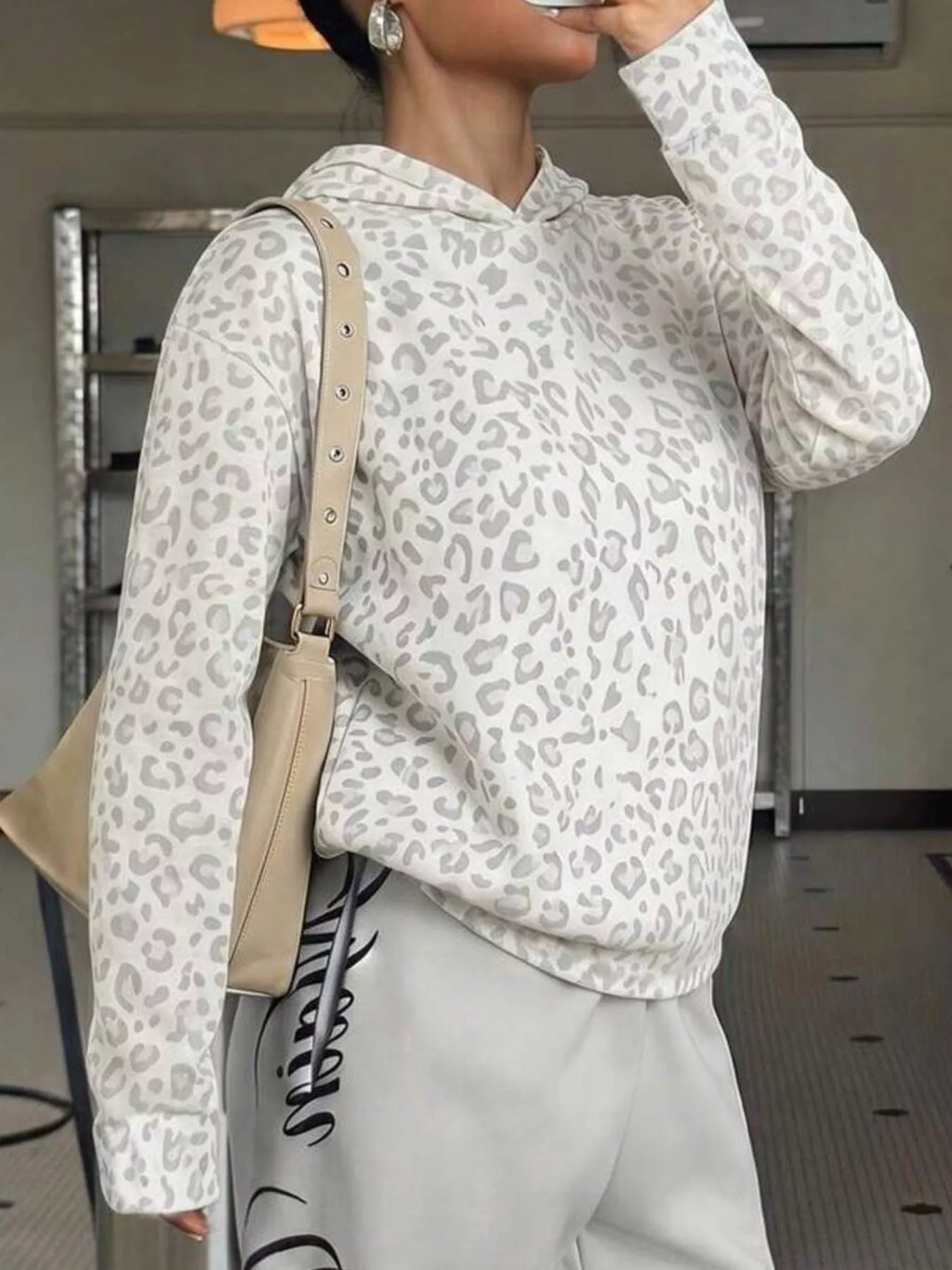Leopard Dropped Shoulder Hoodie - Draped in Grace