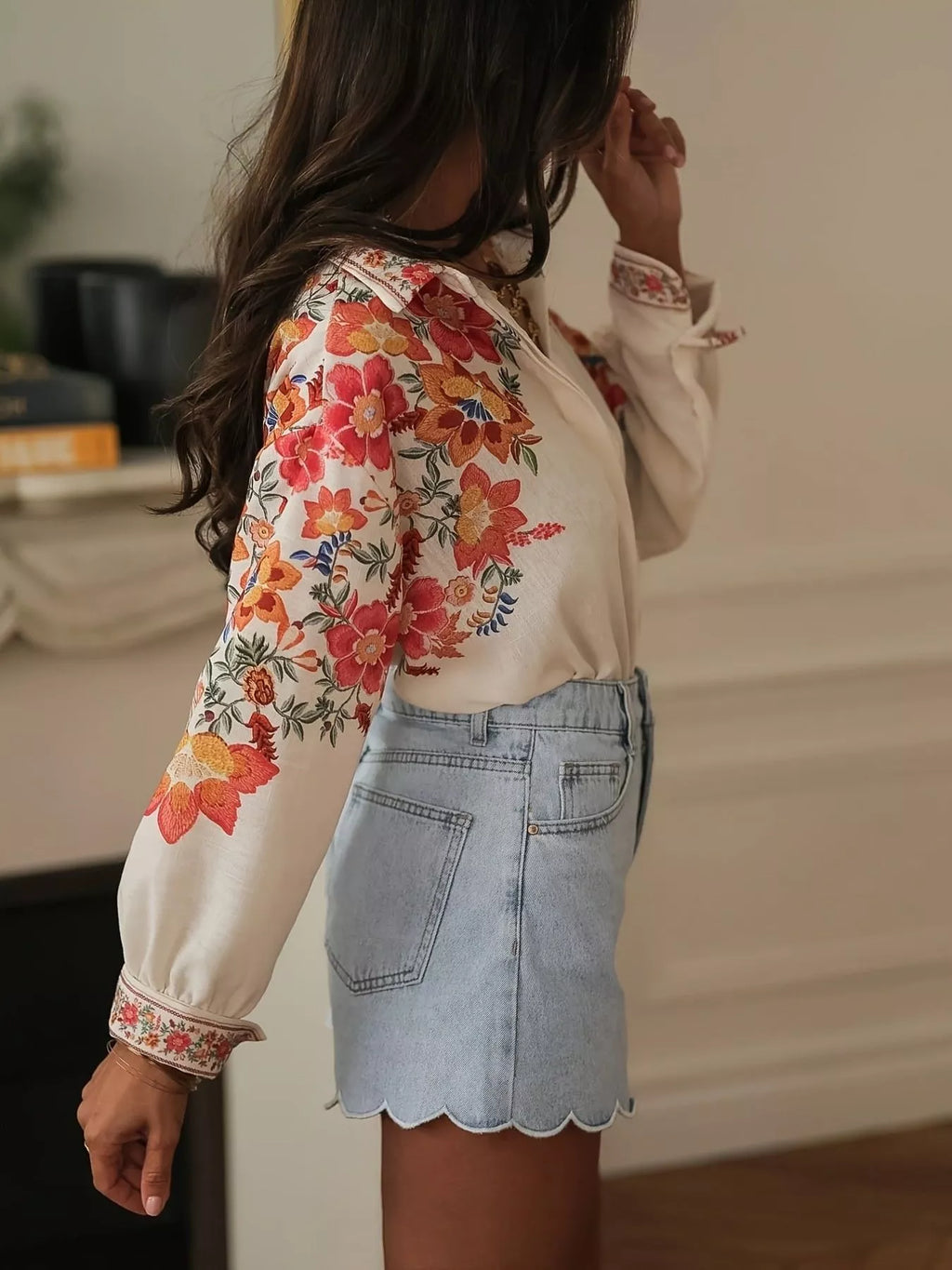 Floral Print Button Up Shirt - Draped in Grace