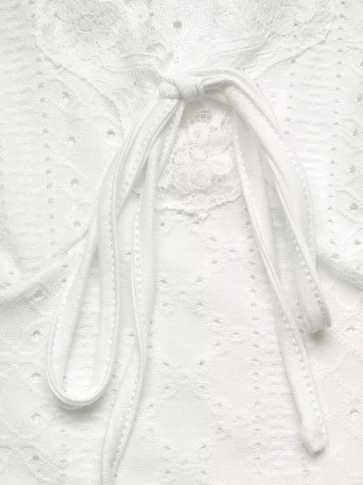 Eyelet V-Neck Long Sleeve T-Shirt - Draped in Grace